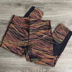 Nike Power Epic Lux Yellow Orange Running Yoga Crop Tights Size M